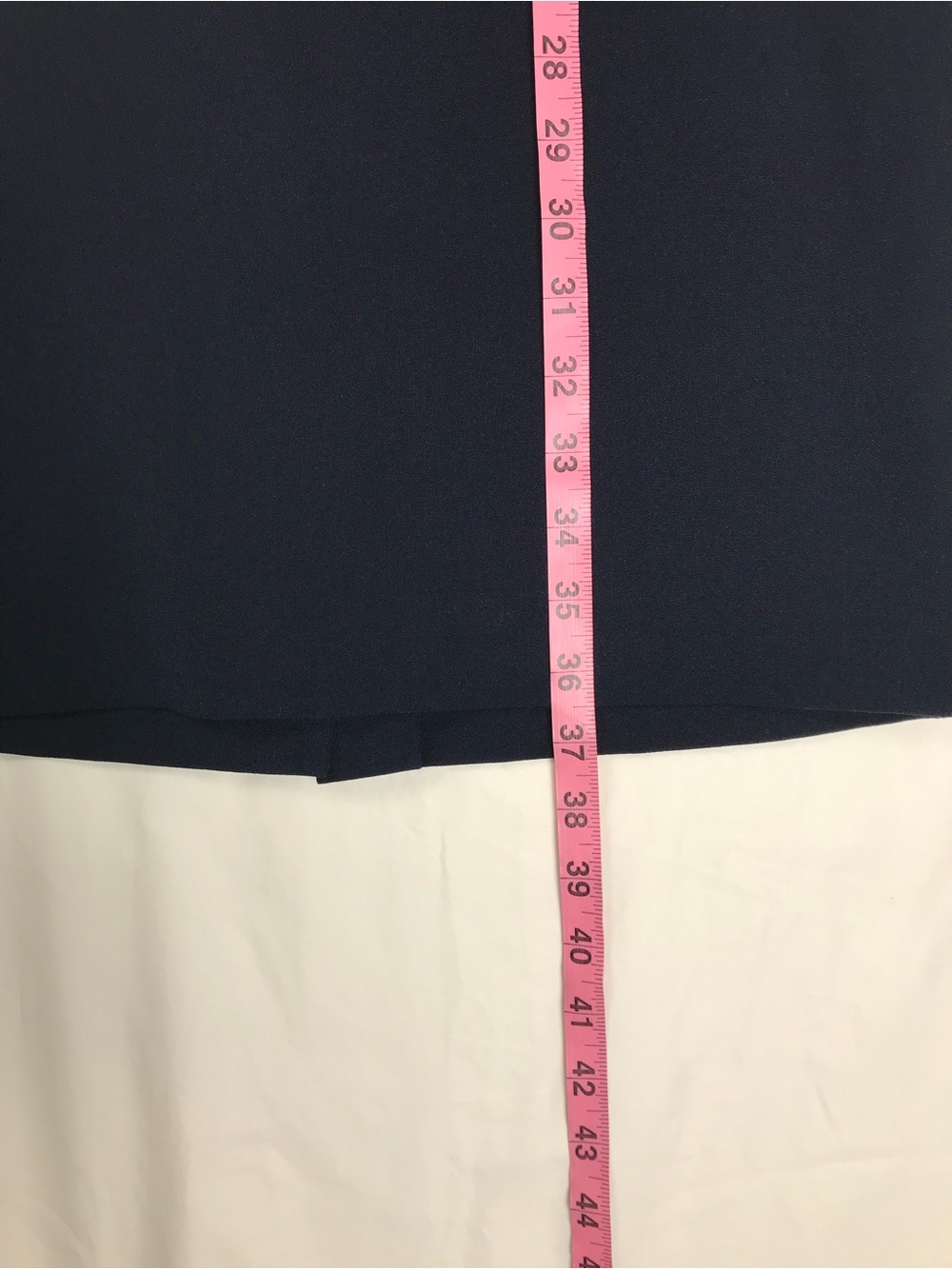 Tahari Navy Asymmetrical Neck Short-Sleeve Midi Dress - Picture 6 of 8